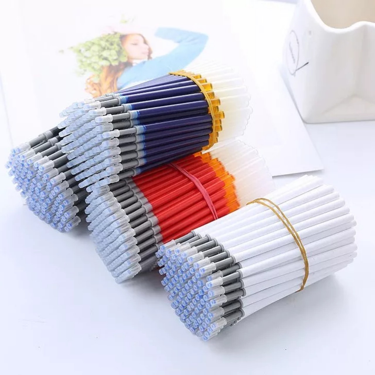 Combo 10/20 ruột ngòi bút bi bấm mực gel, ngòi bút macaron 0.5mm