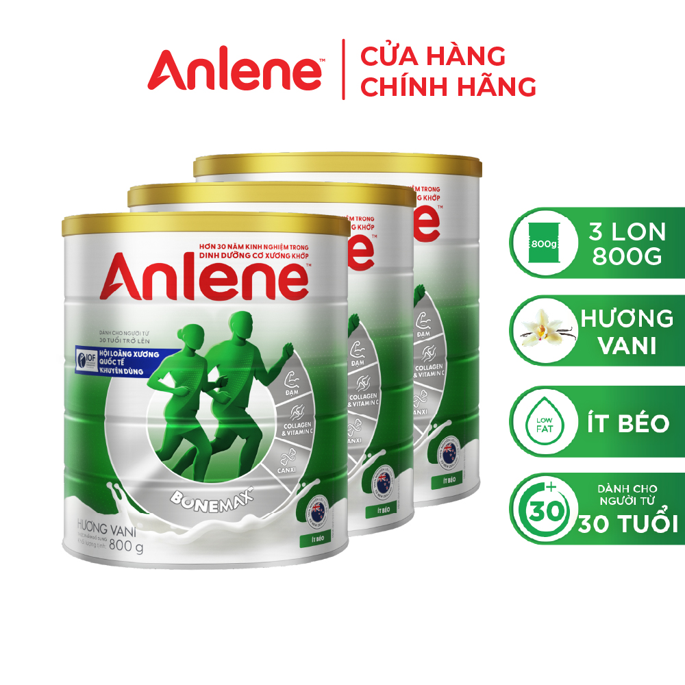 [up to 16% Off up to 175K for Orders from 800K][Freeship 0Vnd Nationwide] Combo of 3 Anlene Vanilla Flavored Powdered Milk 800g