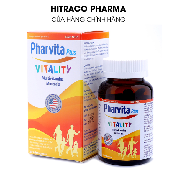 Viên uống vitamin tổng hợp Pharvita Plus bồi bổ cơ thể, tăng cường sức đề kháng, giảm mệt mỏi suy nhược - Chai 30 viên dùng cho người từ 6 tuổi nhập khẩu
