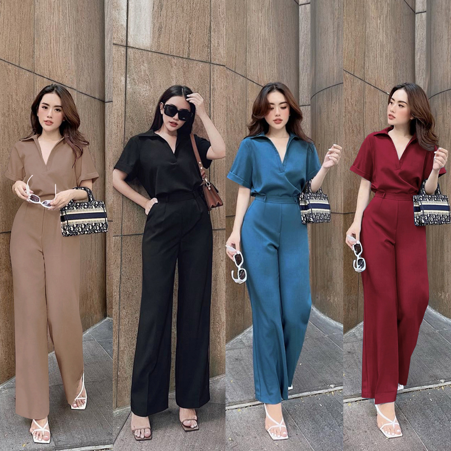 Set đồ nữ - set nguyên bộ áo sơ mi quần dài ống suông xinh xắn tj1116