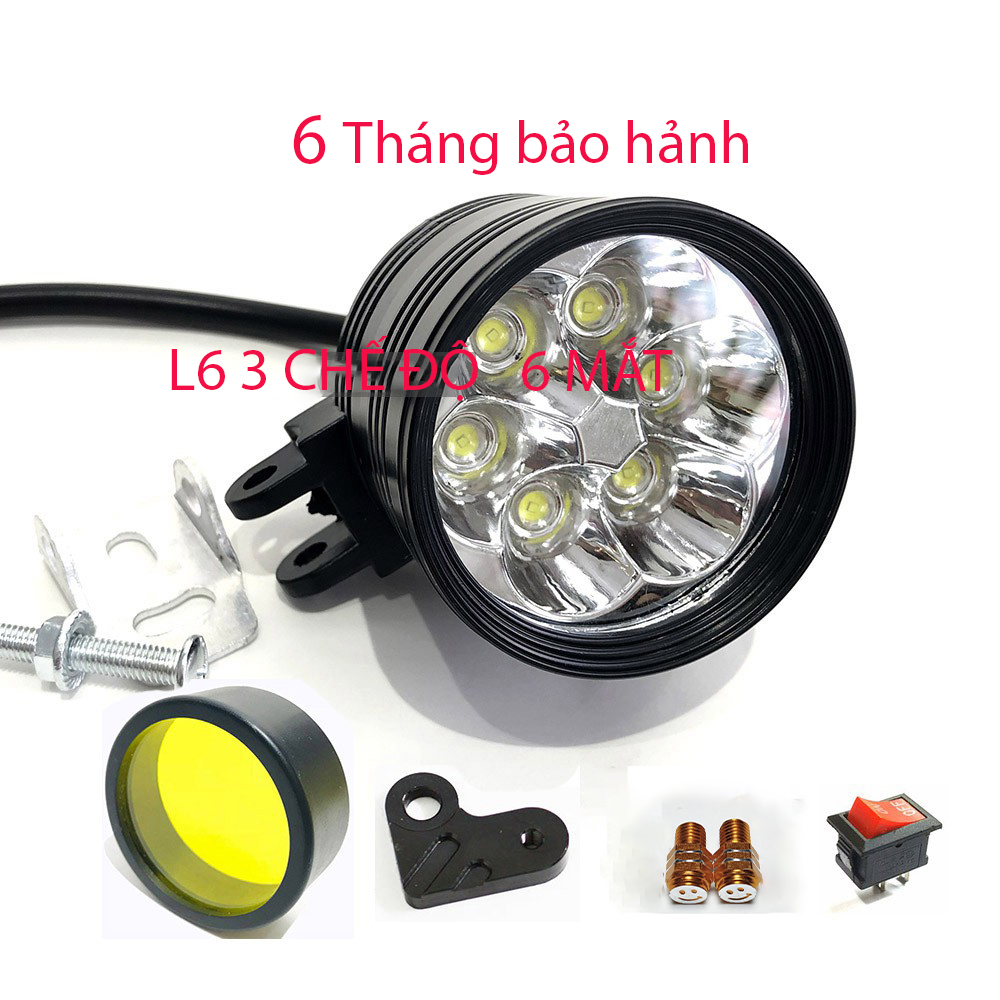 Đèn Trợ Sáng L6 Ngắn 3 Chế Độ Gắn Xe Máy [ Tặng 4 phụ kiện ]