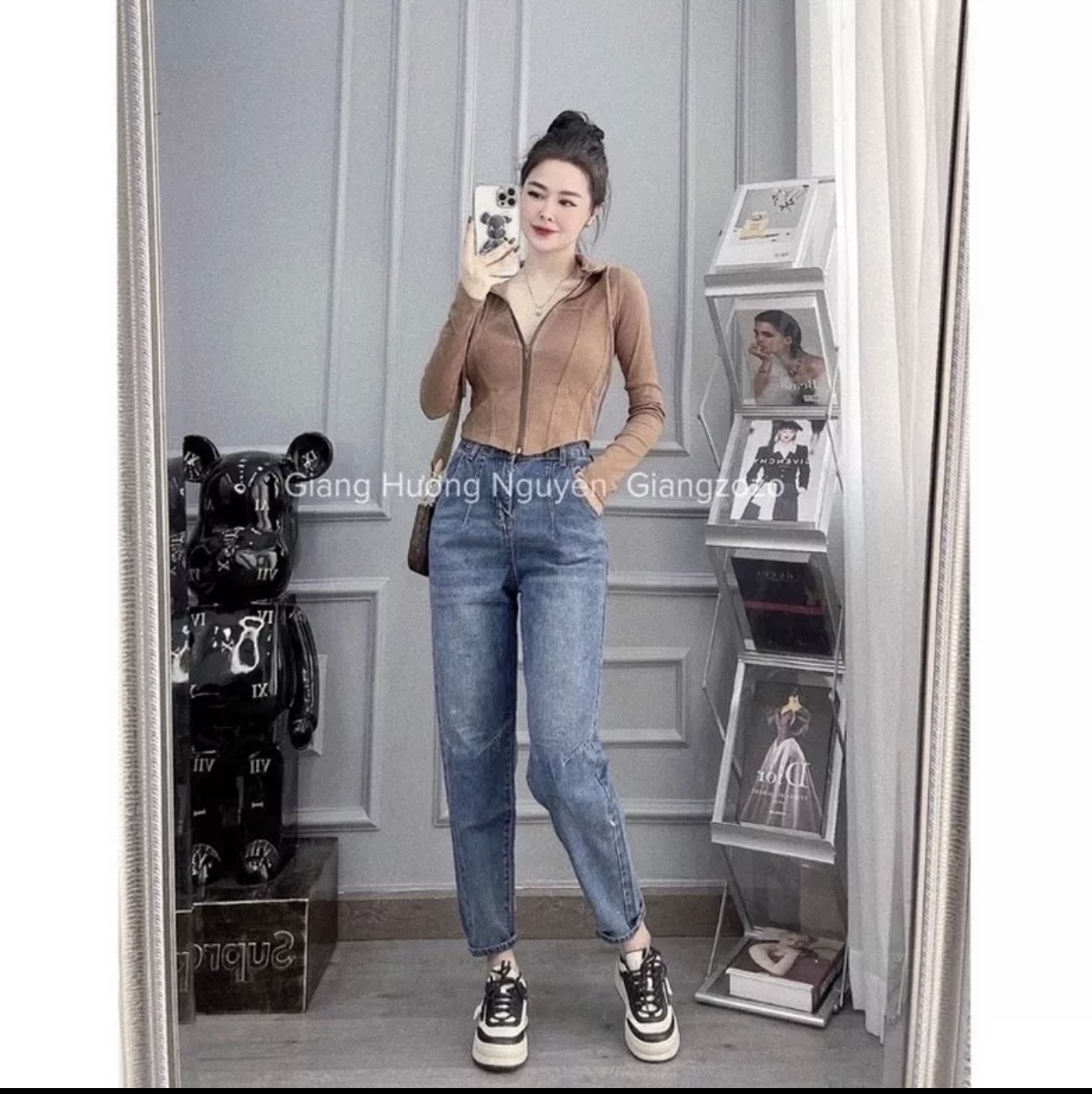 Áo khoác nữ chống nắng vạt bầu dây kéo giữa ôm body croptop tay dài vải thun len gân dày dặn