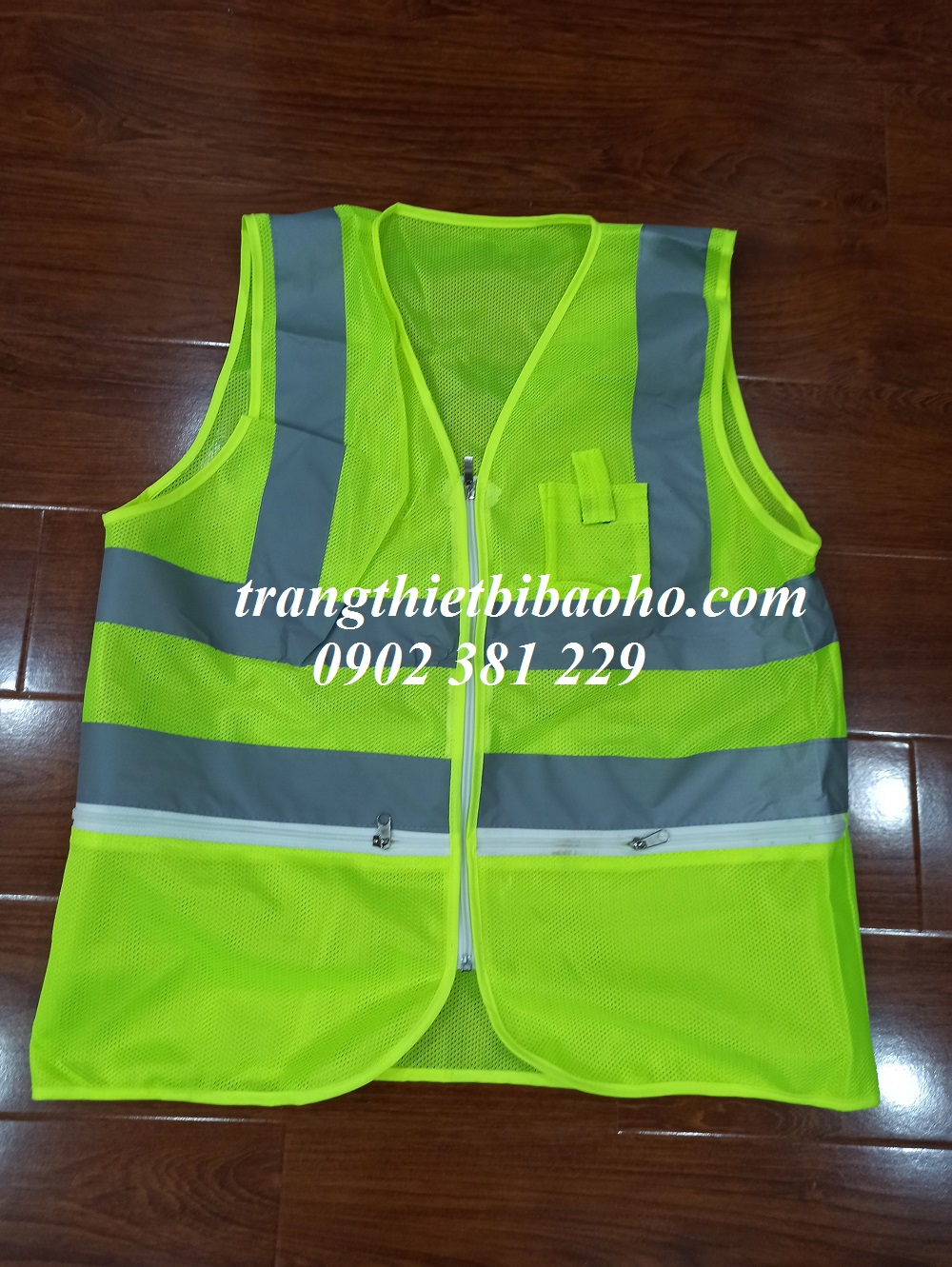 Áo phản quang lưới dây kéo có túi đựng bút