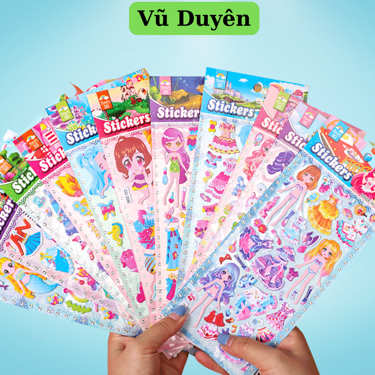 Set 5 Tờ Sticker nổi hình dáng công chúa cho bé gái