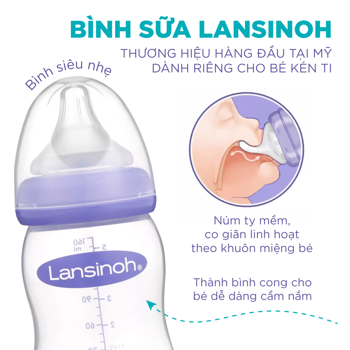 [SIÊU GIẢM GIÁ - VOUCHER 30K] Bình sữa cổ rộng Lansinoh 160ml (S)