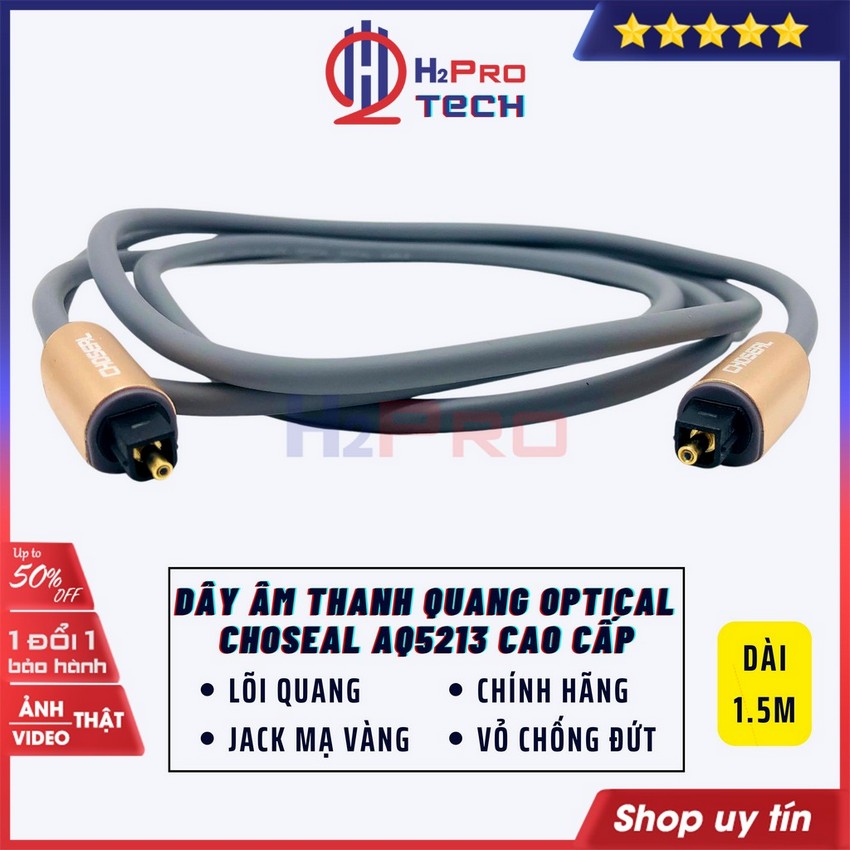 1 dây quang optical choseal aq5213 dài 1.5m, 5m cao cấp, vỏ pvc chống đứt, dây cáp quang âm thanh optical-h2pro tech