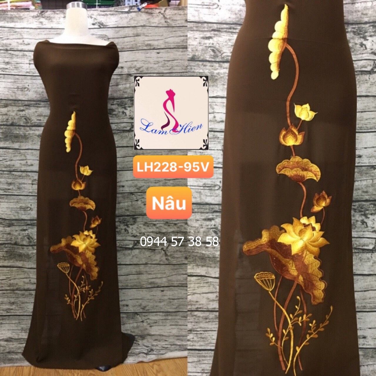 Vải áo dài thêu LH228