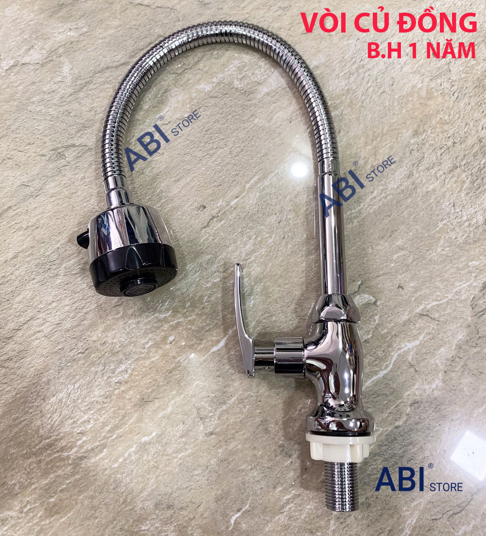 Vòi Rửa Chén Cắm Tường Đơn Lạnh, Vòi Rửa Bát Cắm Chậu Ngổng Đơn Cần Mềm Taroma, ST Việt Nam