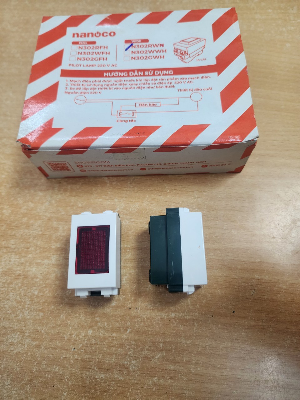 Đèn báo Nanoco N302RW ( dùng cho mặt WIDE Panasonic)