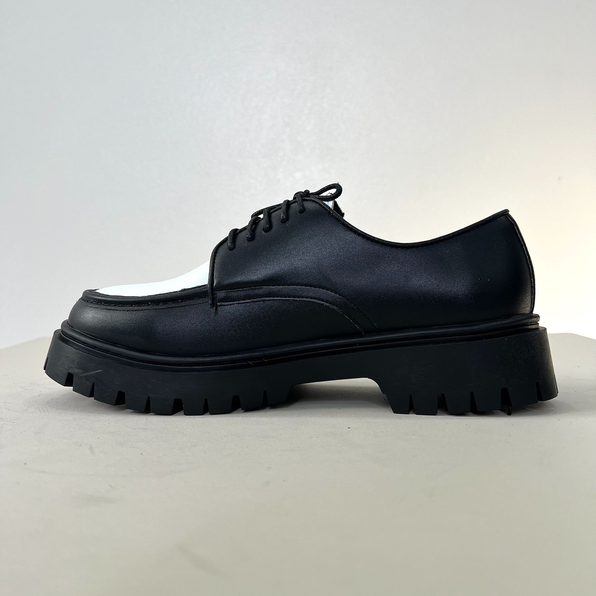 Chunky Derby Black White, giày Chunky Derby Nam Đen Trắng D04