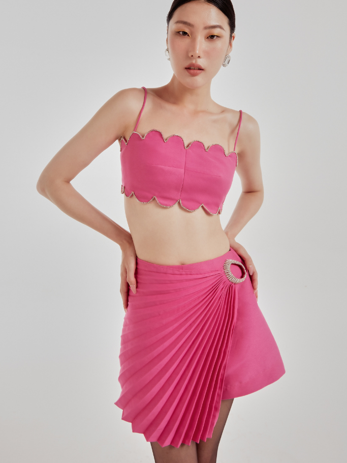 COCO SIN - Váy Tapta Hồng Dập Ly Đinh Đá