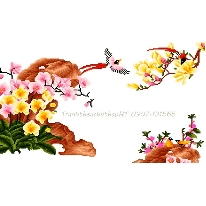 Tranh đính đá - Tranh thêu chữ thập chữ nhẫn hoa lan LV3336, LV175: 75*50cm - tự đính