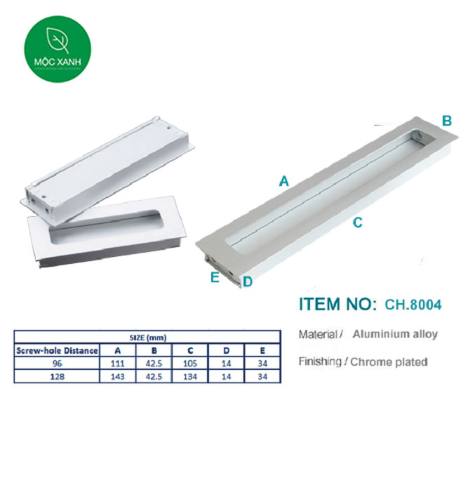 Tay âm tủ cánh lùa tủ áo, tay nắm âm tủ