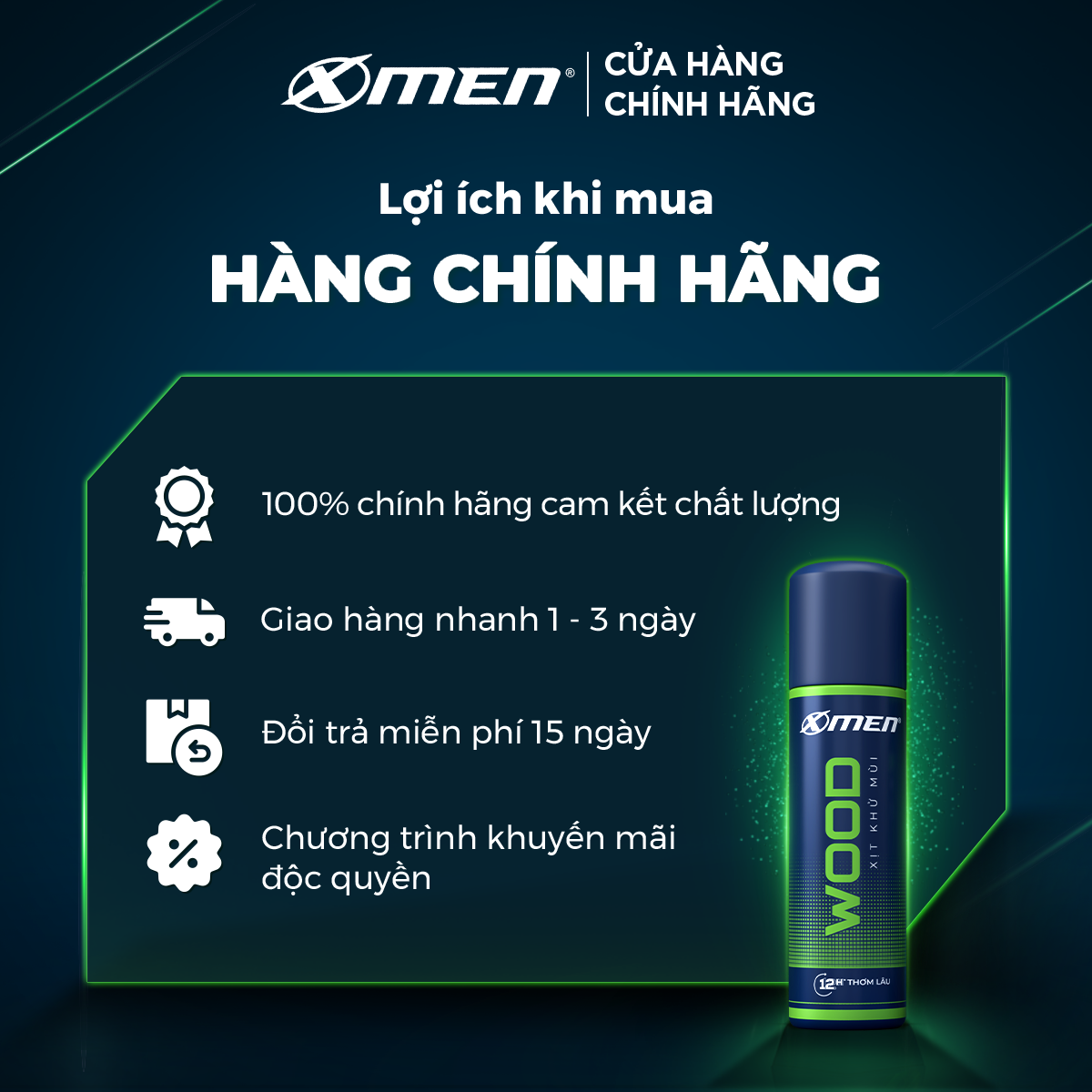 Combo 2 Xịt khử mùi X-Men Wood 140ml