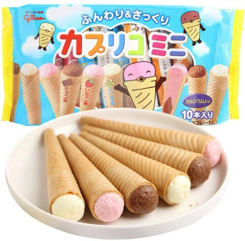 Bánh ốc quế nhân kem glico nhật bản