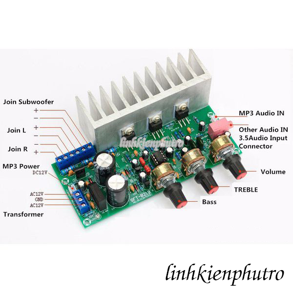 Mạch TDA2050+TDA2030 khuếch đại âm thanh 2.1
