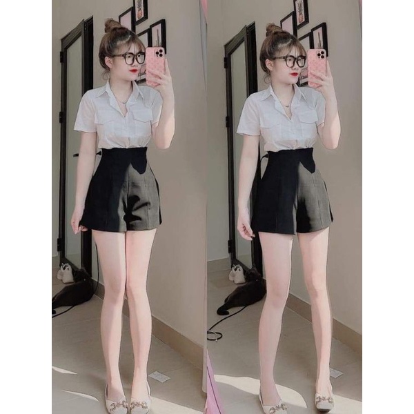 Áo sơ mi lụa cộc tay chất mịn đẹp