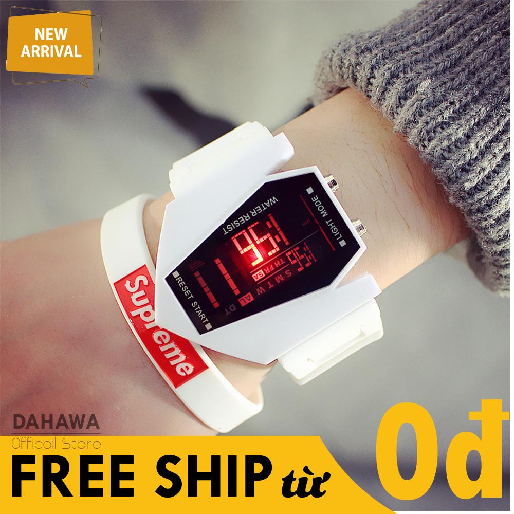 Đồng Hồ Điện Tử Thể Thao Unisex C33 Dây Silicon Siêu Bền Bỉ, Mặt Đồng Hồ Thiết Kế Cực Cá Tính, Cực Cool, Đèn Led 7 Màu