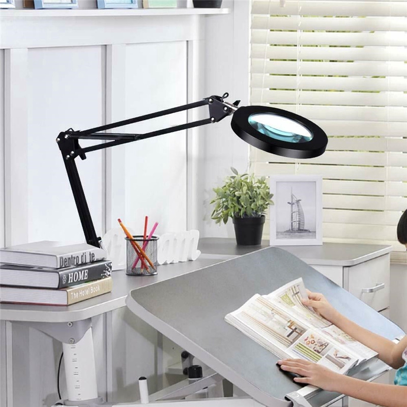 Kính lúp kẹp bànFREESHIPKính lúp phóng đại 5x có đèn LED chiếu sáng