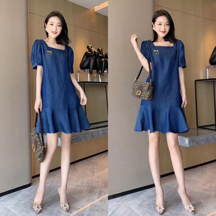 [HCM]Đầm Jean Nữ Form Xòe Đuôi Cá Thời Trang