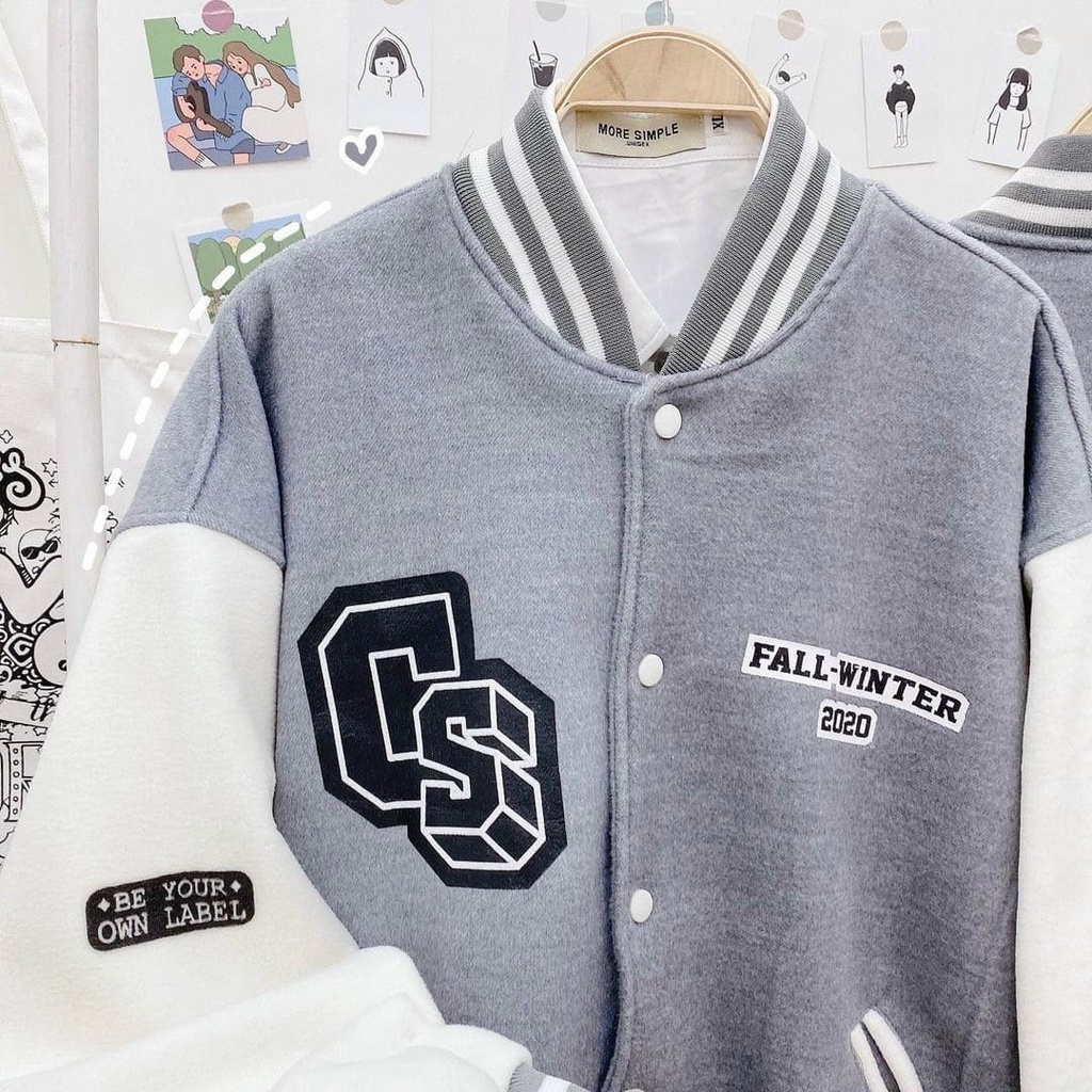 Áo Bomber xám phối trắng Studio KAN0621