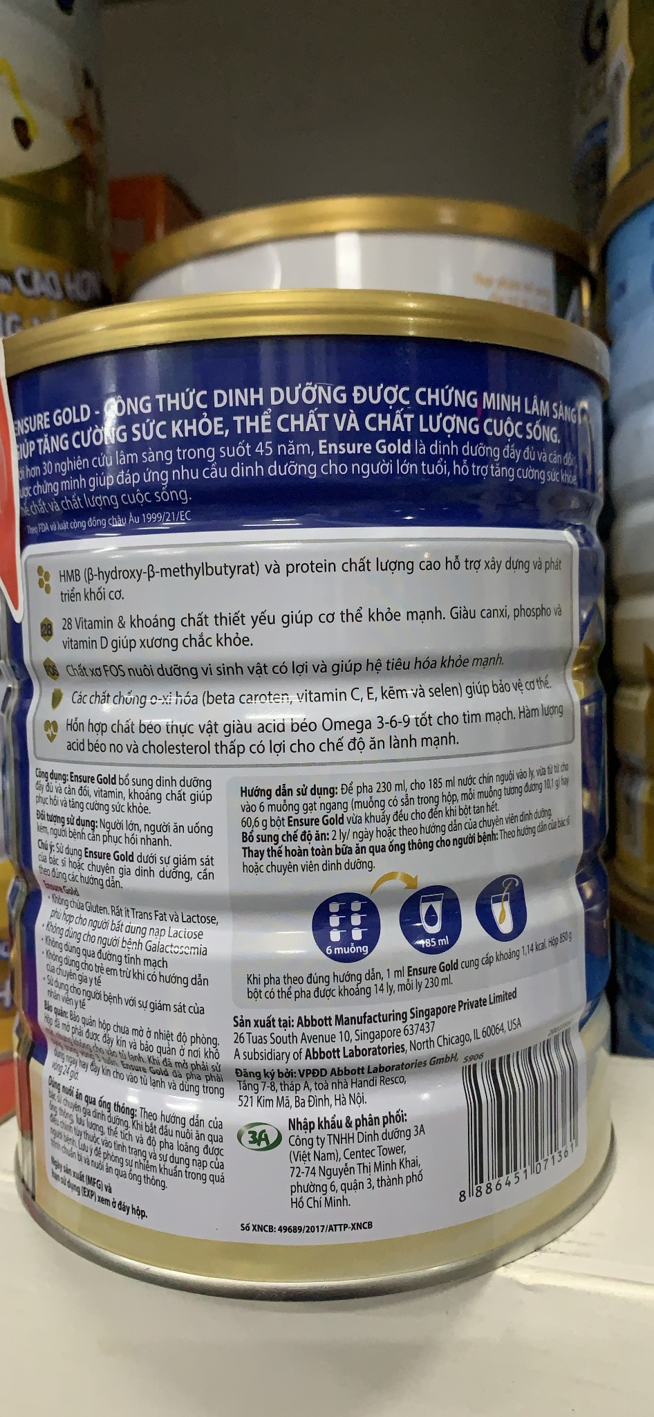 Sữa bột Ensure Gold Abbott hương vani (HMB) 850g