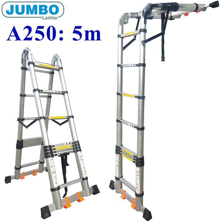 Thang nhôm rút chữ A cao cấp Jumbo A250 - 5M