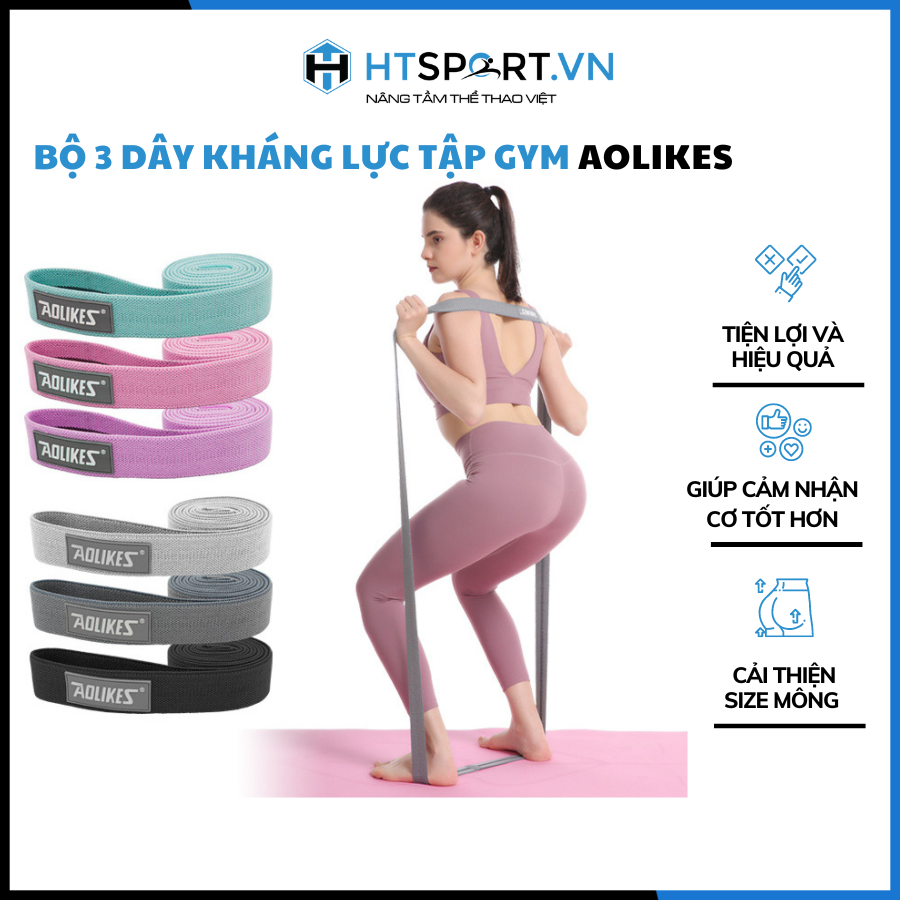 Dây Kháng Lực, Bộ 3 Dây Đàn Hồi Tập Gym Yoga Aolikes 3609 Cao Cấp Chính Hãng