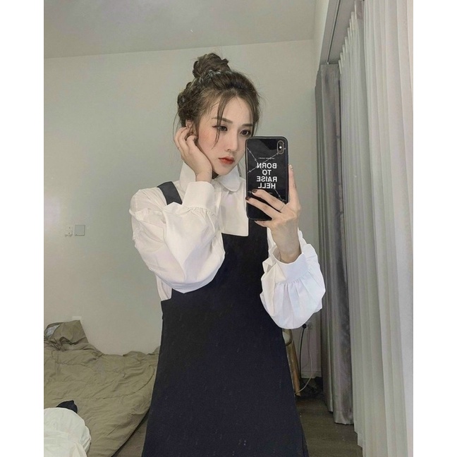 Set váy yếm - sơ mi mời .