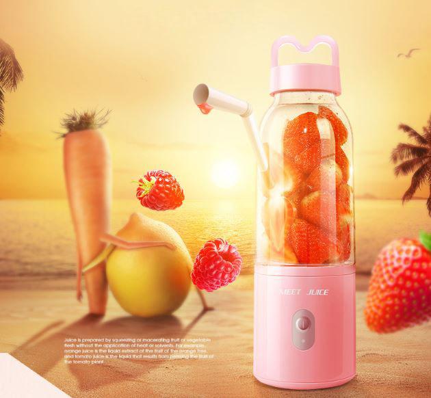 Máy xay sinh tố cầm tay mini Meet Juice công suất 150W dung tích 500ml 4 lưỡi dao inox 304