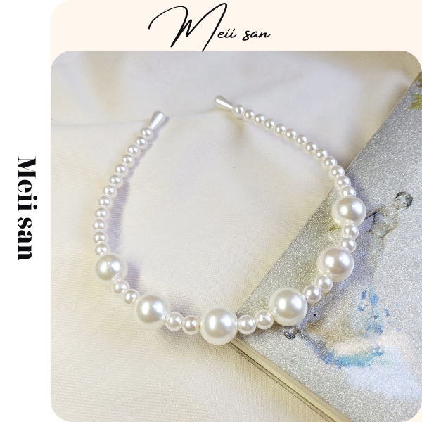 Sale_ Bờm tóc hạt trai nhựa