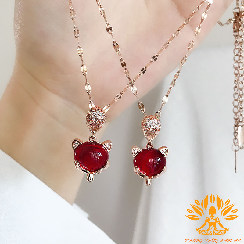 [HCMC] [premium product] Beryl wealth Red Stone Fox pendant with a premium box strap.