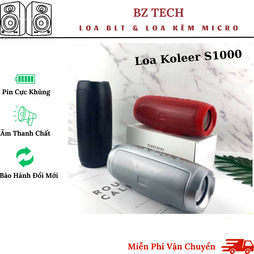 Loa bluetooth koleer s1000, hàng chính hãng koleer, loa không dây âm bass căng sống động, nhiều màu sắc lựa chọn, bh 12 tháng