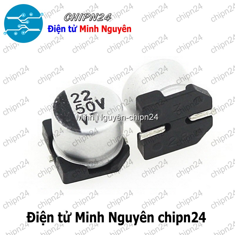 [10 con] (K300) Tụ nhôm 22uF 50V 6.3x5.4mm (SMD Dán) - HH002997