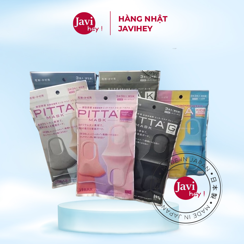 Khẩu trang pitta nhật bản kháng khuẩn, chống tia uv - bịch 3 cái