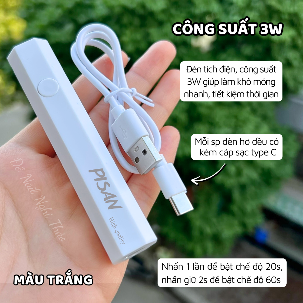 Đèn hơ móng mini cầm tay PISAN 3W Nghi Thảo
