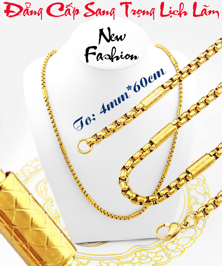 Dây chuyền phong thủy mạ vàng kiểu bông dừa kết hợp khoen tròn siêu đẹp