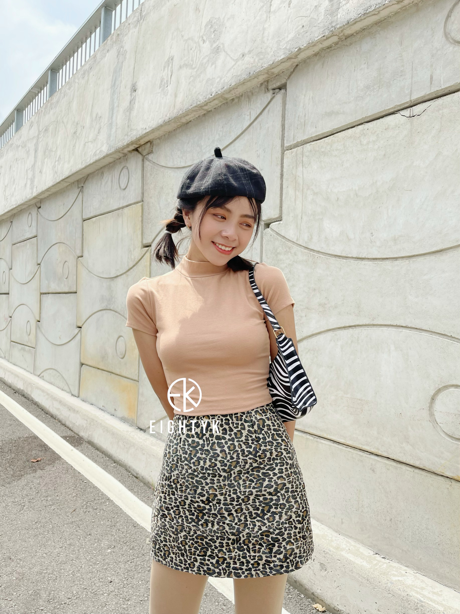 [EIGHTYK] Áo Croptop Tay Ngắn Cổ Lọ Cotton