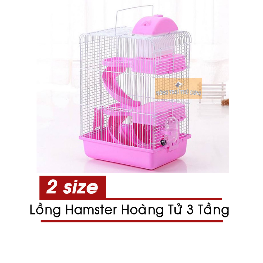 Lồng hamster hoàng tử 3 tầng - 2 size - giao màu ngẫu nhiên -