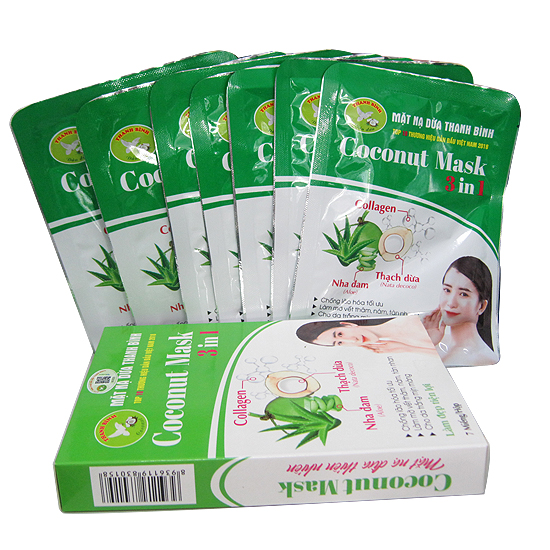 Mặt nạ thạch dừa Coconut Mask 3 in 1 Hộp 7 miếng x 40g/miếng
