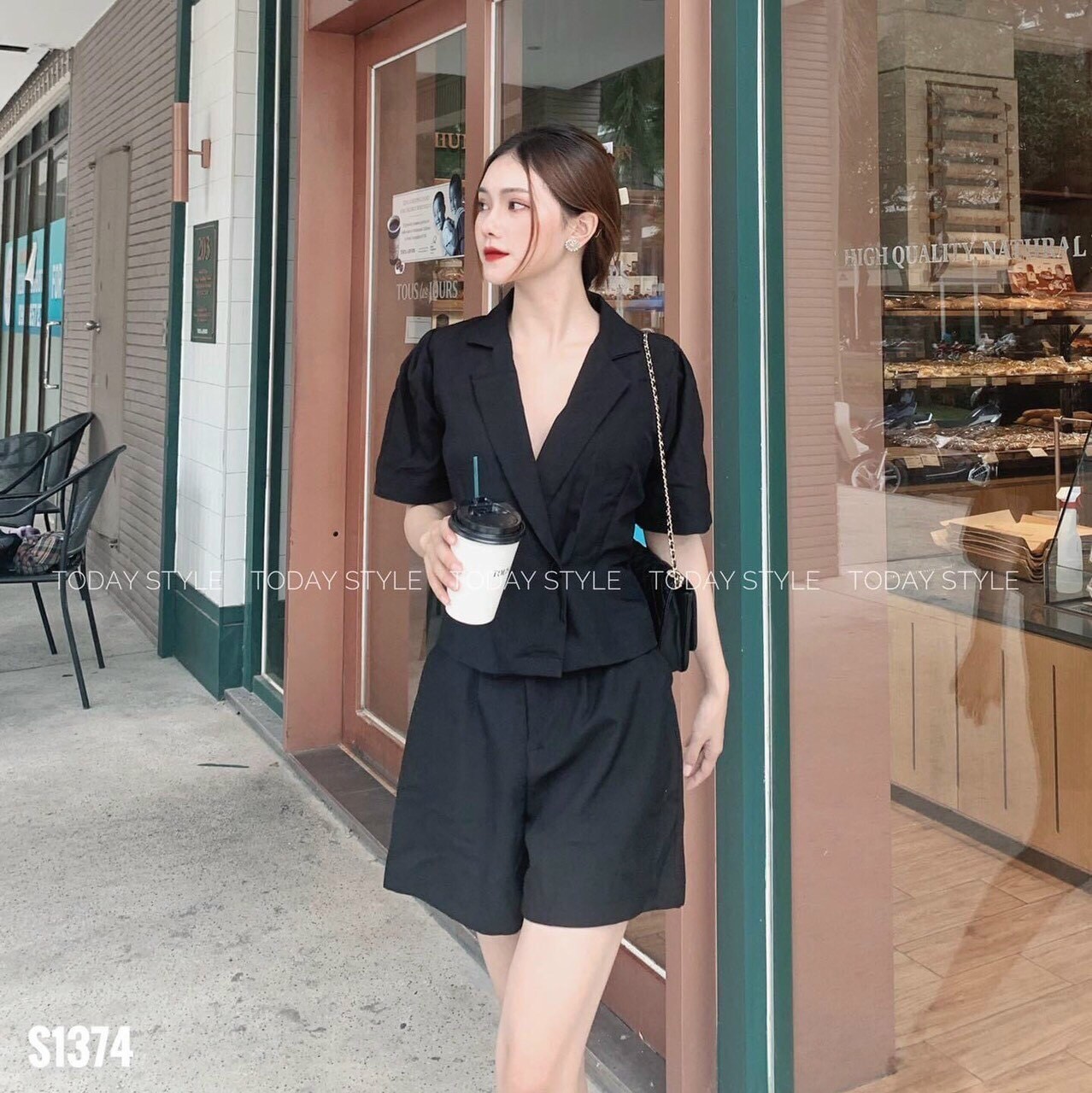 [HCM]Sét bộ nữ áo cổ vest tay con quần đùi