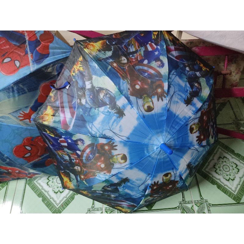 Ô Dù Đi Mưa Cho Bé Hình 3D Công Chúa và Siêu Nhân khung thép chắc chắn, vải dù, chống nước tốt