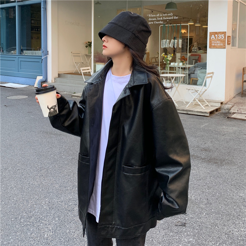 [SẴN] AK30_ÁO KHOÁC DA OVERSIZE ULZZANG CÁ TÍNH