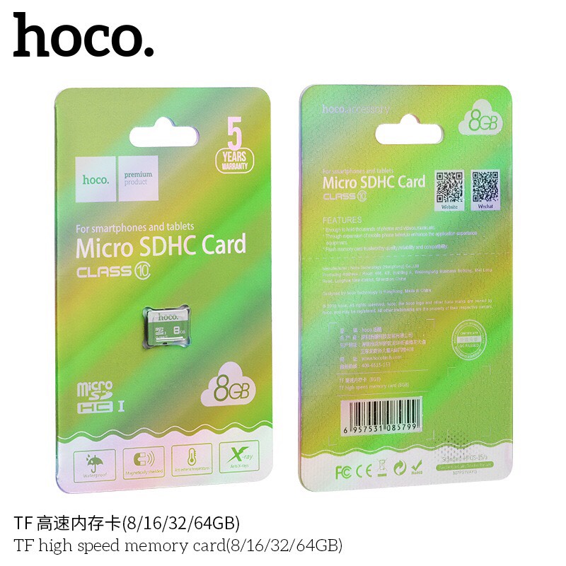 Thẻ Nhớ MICRO SDHC 8GB Hoco Class 10 90MB/S dùng lưu trữ nhạc và dữ liệu