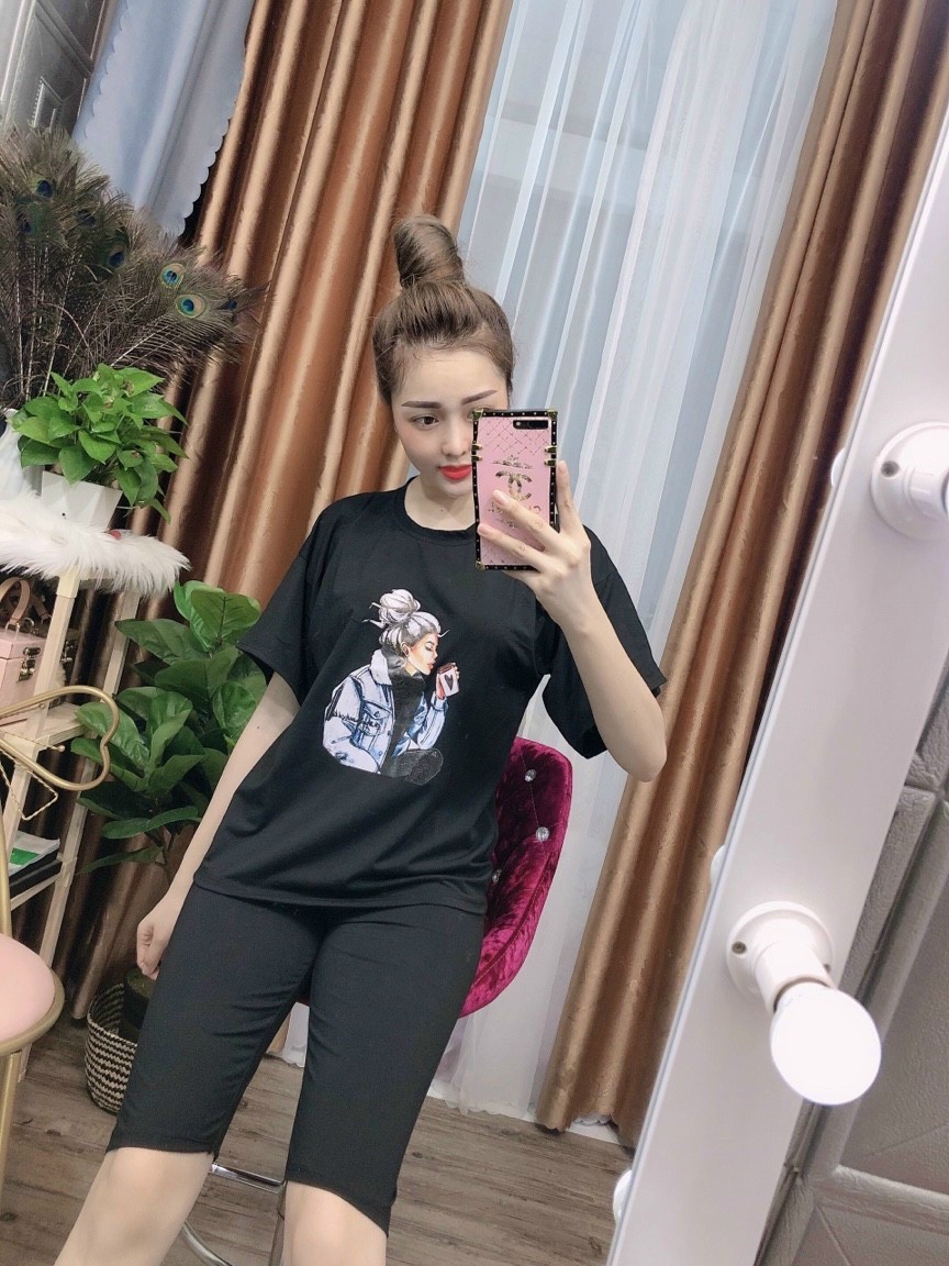 bộ đồ lửng chất coton áo from rộng y hình