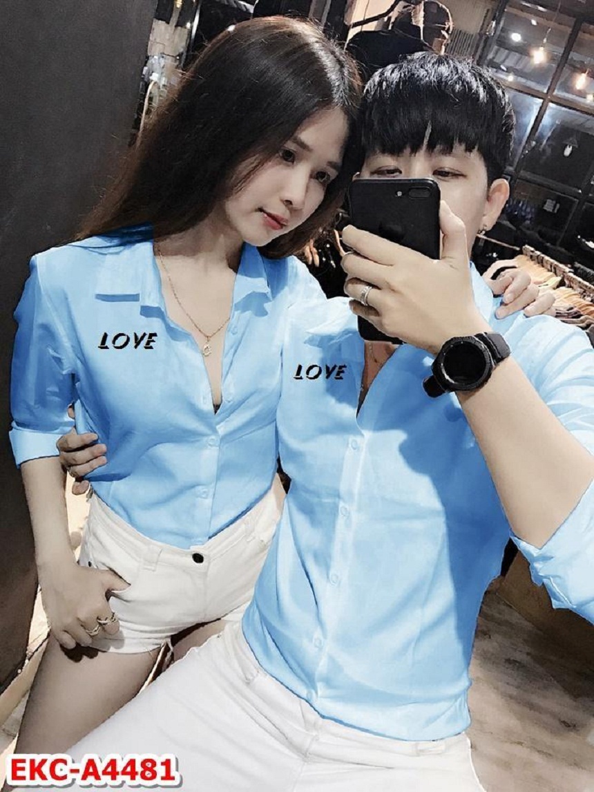 ÁO SƠ MI ĐÔI NAM NỮ VẢI LỤA KATE HÀNG CHUẨN SHOP (giá 1 áo)