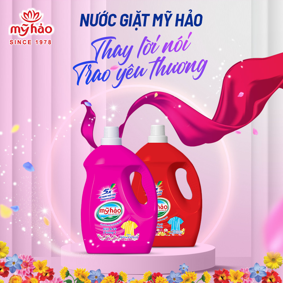 Nước Giặt Hương Nước Hoa Mỹ Hảo | 5X Đậm Đặc Sạch Nhanh, Lưu Hương Cao Cấp | Bình 3.4KG