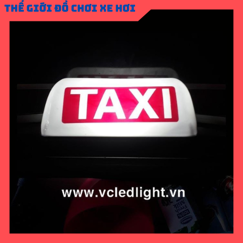 mào taxi Màu Trắng - có đèn - đế nam châm