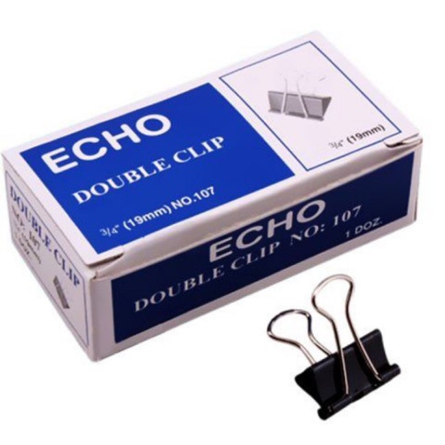 [Kẹp bướm] Kẹp giấy Echo 19mm - Hộp 12 cái