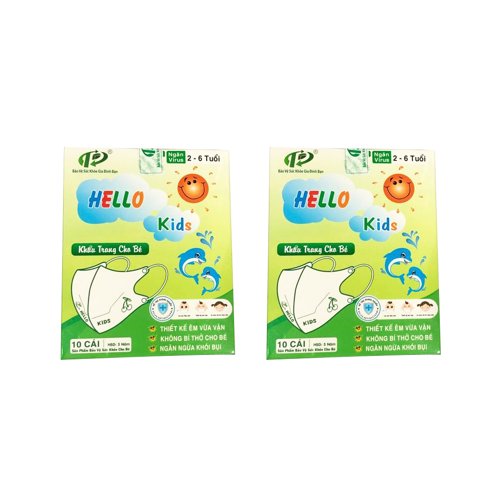Khẩu trang 3D Hello Kids cho bé (hộp 10 cái)